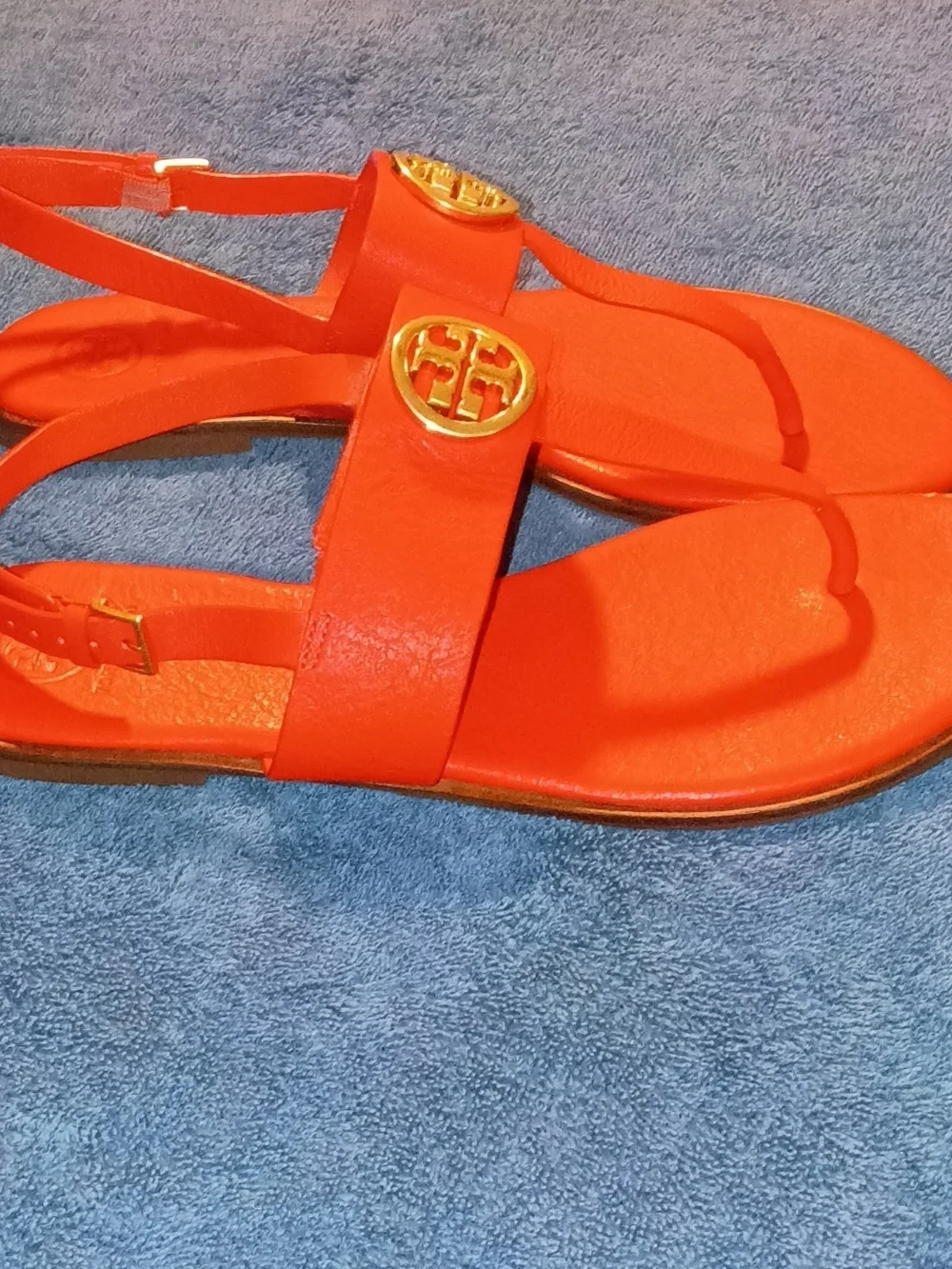 Tory Burch Orange Leather Thong Sandals